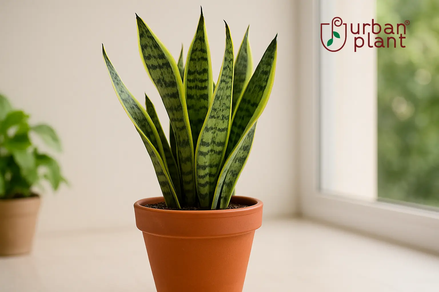 Snake Plant (Sansevieria) in terracotta pot symbolizing protection and resilience – Urban Plant